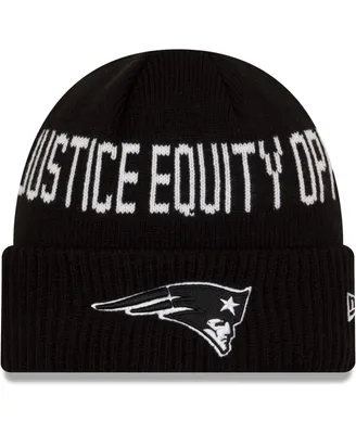 Big Boys and Girls Black New England Patriots Social Justice Cuffed Knit Hat