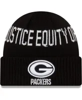 Big Boys and Girls Black Green Bay Packers Social Justice Cuffed Knit Hat