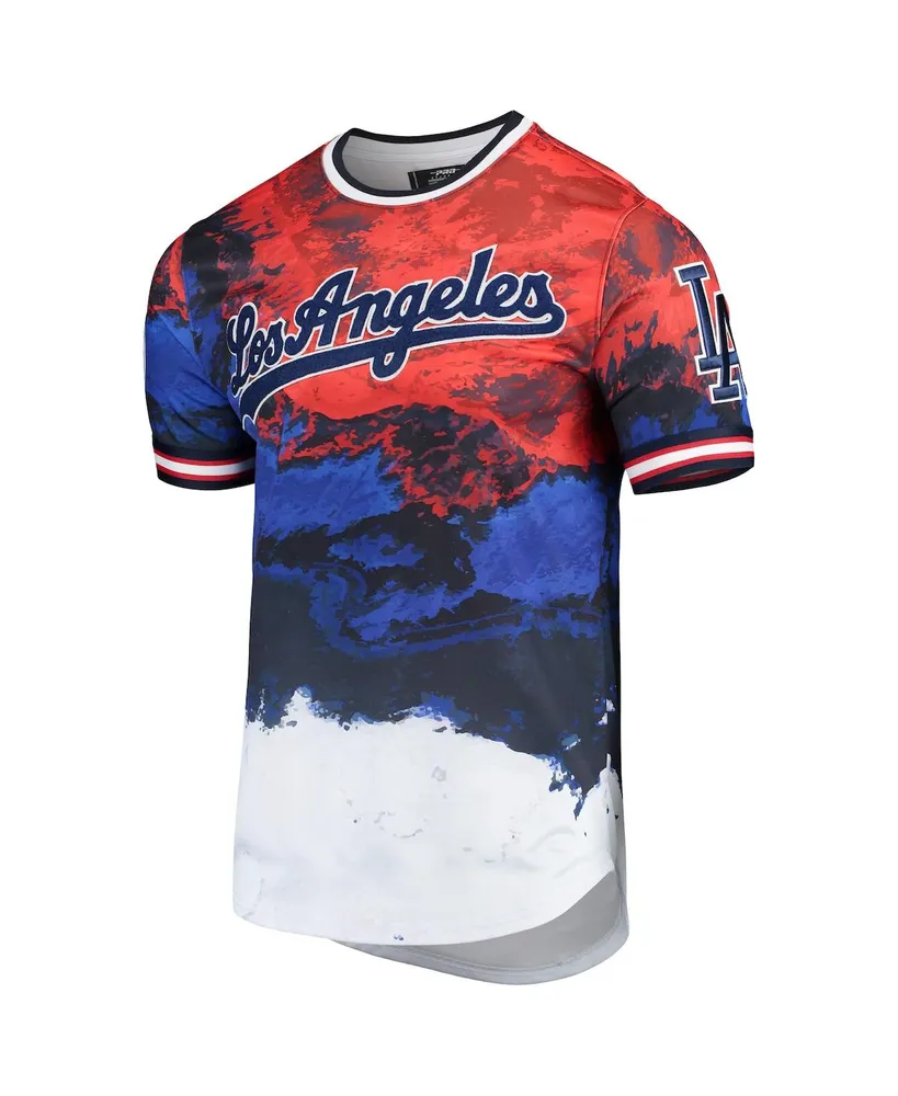 Men's Red and Royal Los Angeles Dodgers Red White And Blue Dip Dye T-shirt