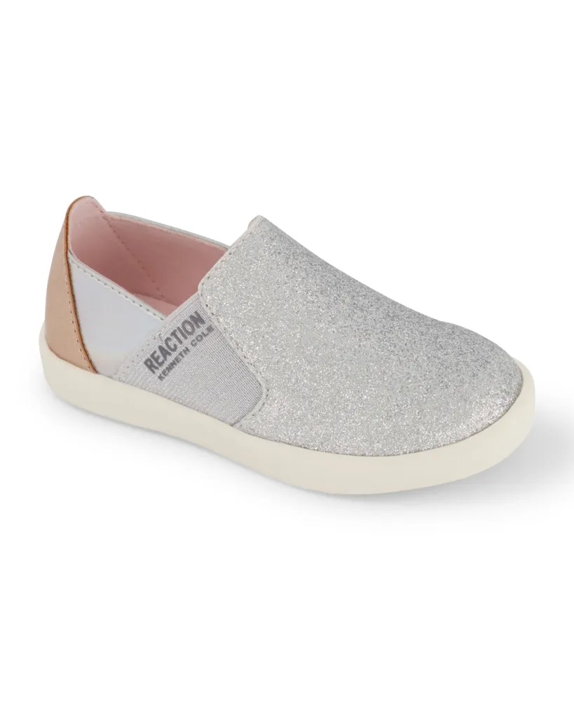 Kenneth Cole New York Toddler Girls Glitter Slip On Sneakers - Silver