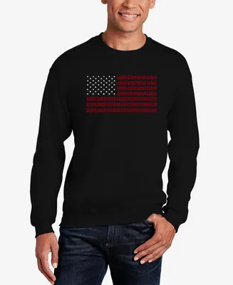 Men's Word Art Usa Flag Crewneck Sweatshirt