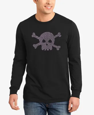 Men's Word Art Long Sleeve Xoxo Skull T-shirt
