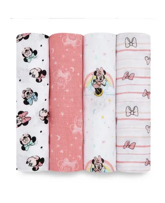aden by aden + anais Baby Girls Minnie Swaddle Blankets, Pack of 4