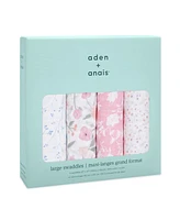 aden by aden + anais Baby Girls Floral Swaddle Blankets, Pack of 4