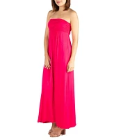 24seven Comfort Apparel Women's Strapless Empire Waist Maxi Dress