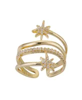 Unwritten 14K Gold Flash Plated Cubic Zirconia Star Adjustable Ring 