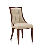 Manhattan Comfort Fifth Avenue 2-Piece Beech Wood Faux Leather Upholstered Dining Chair Set