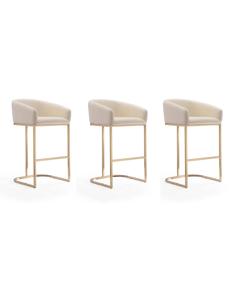 Louvre Barstool, Set of 3 - Cream, Titanium Gold