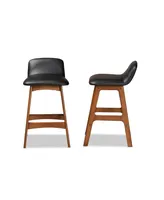 Darrin Mid-Century Modern Wood Counter Stool Set, 2 Piece