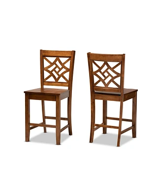 Nicolette Modern and Contemporary Transitional Wood Counter Stool Set, 2 Piece