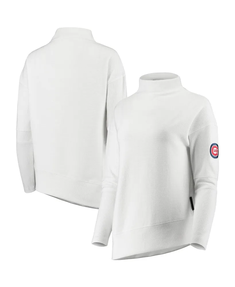 Women's The Wild Collective Black Chicago Cubs Perforated Logo Pullover Sweatshirt Size: Large