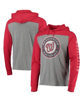 Men's '47 Heather Gray, Red Washington Nationals Franklin Wooster Pullover Hoodie