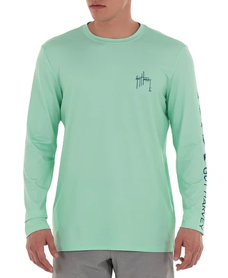 Guy Harvey Men's Moisture-Wicking Upf 50 Logo Graphic Long-Sleeve T-Shirt