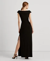 Lauren Ralph Women's Jersey Off-the-Shoulder Side-Slit Column Gown