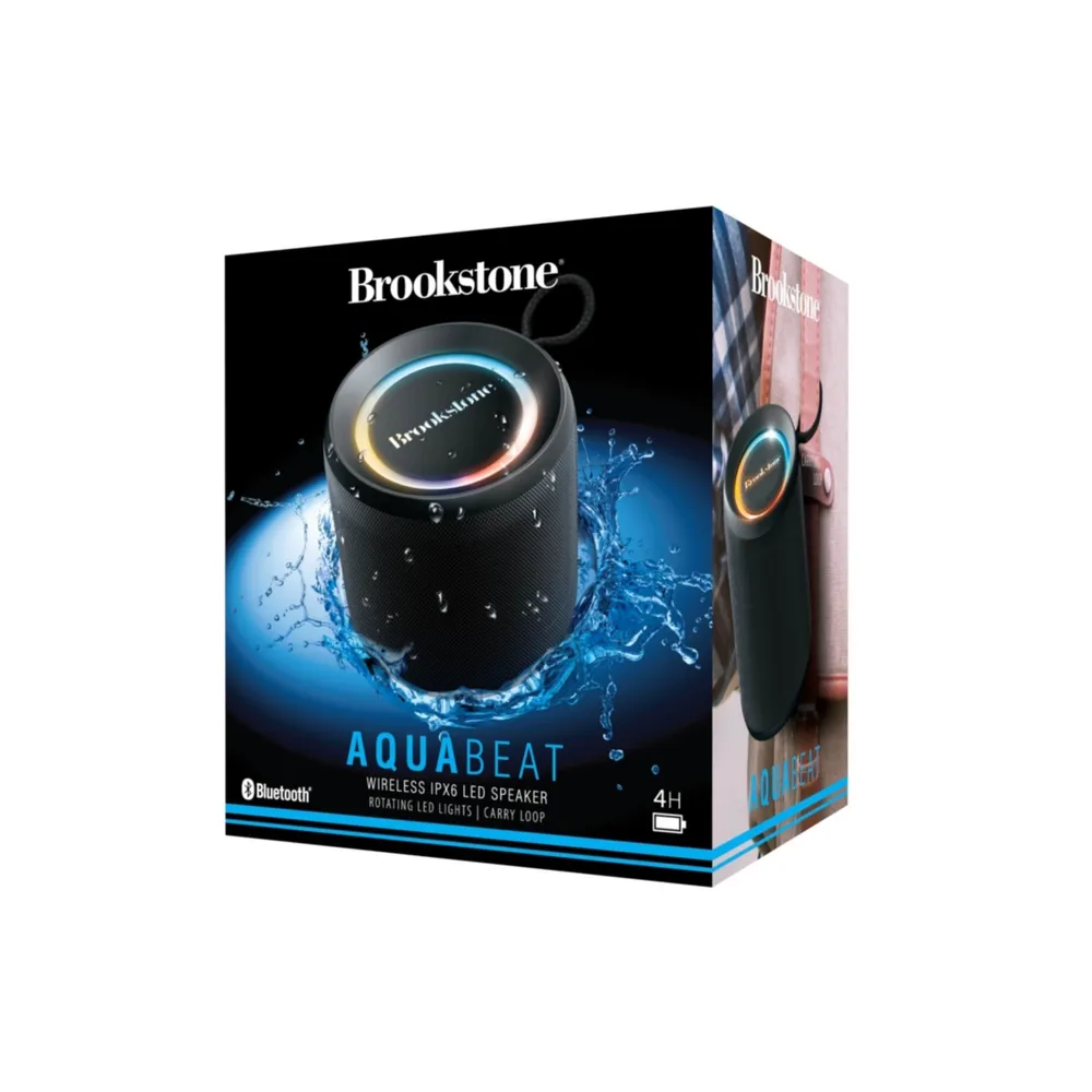 Brookstone Aquabeat Wireless IPX6 Led Speaker