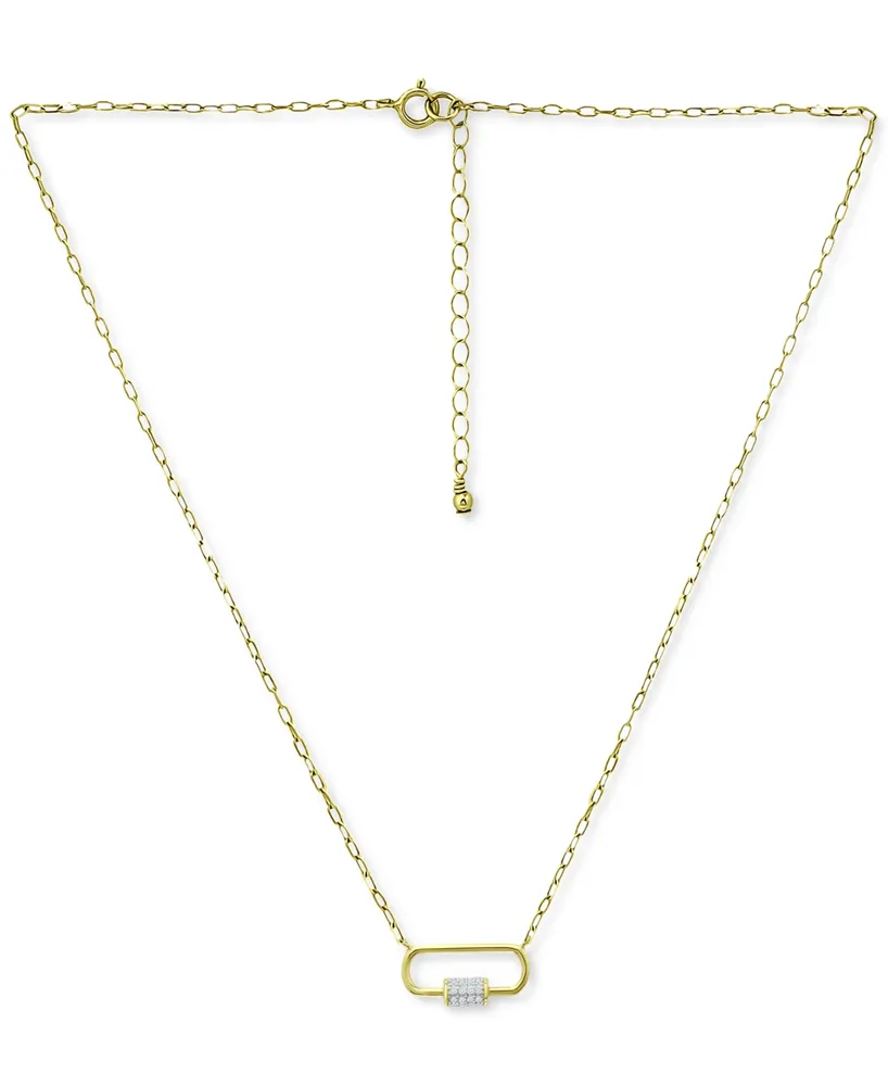 Giani Bernini Cubic Zirconia Pave Link Pendant Necklace in 18k Gold-Plated Sterling Silver, 16" + 2" extender, Created for Macy's