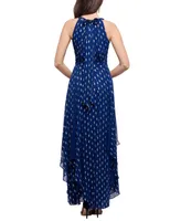 Betsy & Adam Printed Halter Gown