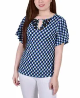 Women's Mesh Flutter Sleeve Knit Top
