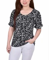Women's Elbow Cuffed Sleeve Hardware Top