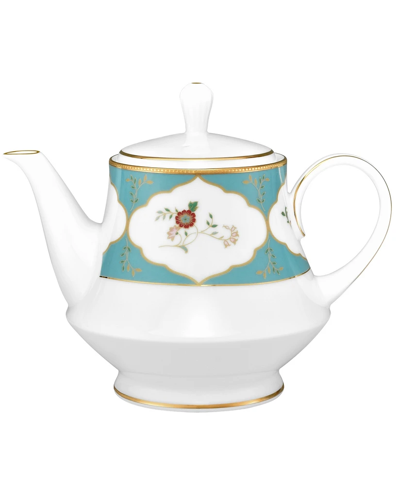 Noritake Lodi's Morning 41 oz Tea Pot - White, Blue, Gold