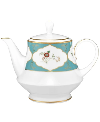 Noritake Lodi's Morning 41 oz Tea Pot - White, Blue, Gold