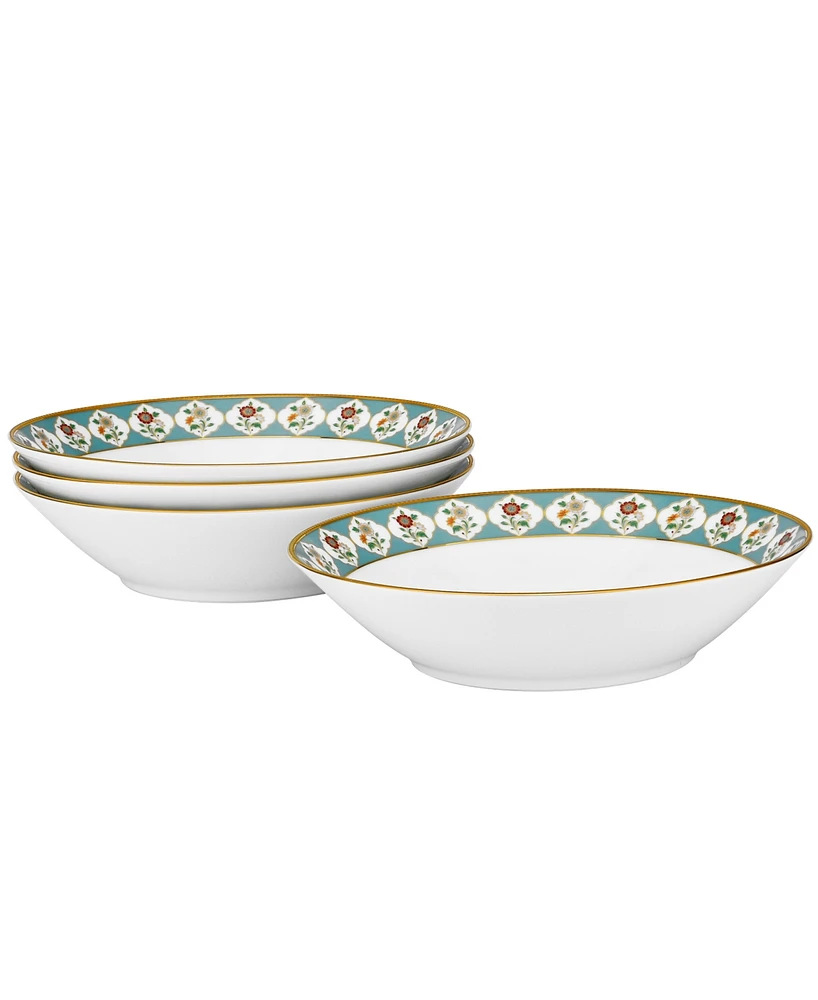 Noritake Lodi's Morning 20 Oz Soup Bowls, Set of 4 - White, Blue, Gold