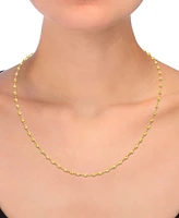 Italian Gold Diamond Cut Oval Bead, 18" Chain Necklace (2-5/8mm) in 14k Gold, Made in Italy