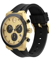 Movado Men's Swiss Chronograph Bold Fusion Black Silicone Strap Watch 44mm