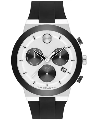 Movado Men's Swiss Chronograph Bold Fusion Black Silicone Strap Watch 44mm