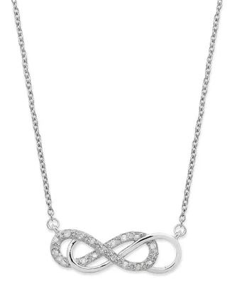 Diamond Double Infinity Pendant Necklace in Sterling Silver (1/10 ct. t.w.)