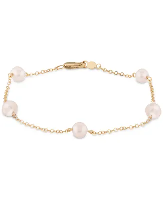 Pink Cultured Freshwater Pearl (5mm) Bracelet in 14k Rose Gold