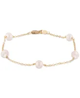 Pink Cultured Freshwater Pearl (5mm) Bracelet in 14k Rose Gold