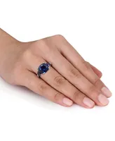 Lab-Grown Sapphire Three Stone Ring (7-1/10 ct. t.w.) Sterling Silver