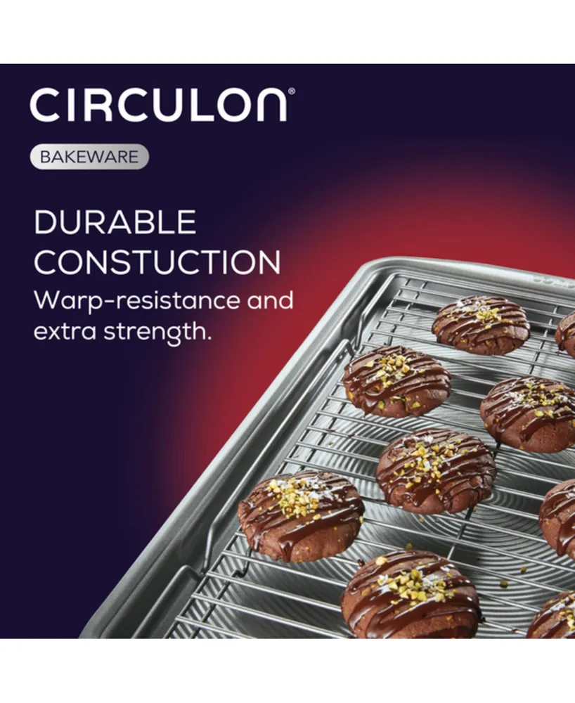 Circulon Bakeware 11" x 17" Baking Sheet Pan & Expandable Cooling Rack 3-Pc. Set