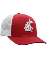 Men's Top of the World Crimson, White Washington State Cougars Trucker Snapback Hat