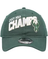 Men's New Era Hunter Green Milwaukee Bucks 2021 Nba Finals Champions Block On The Court 9Twenty Adjustable Hat