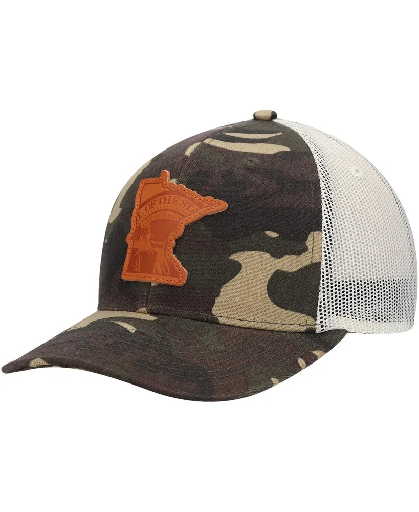Men's Local Crowns Camo Minnesota Icon Woodland State Patch Trucker Snapback Hat