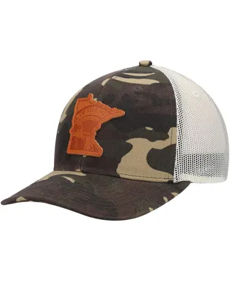 Men's Local Crowns Camo Minnesota Icon Woodland State Patch Trucker Snapback Hat
