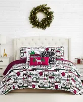 Merry Town Christmas Oversized Reversible 6 Piece Quilt Set