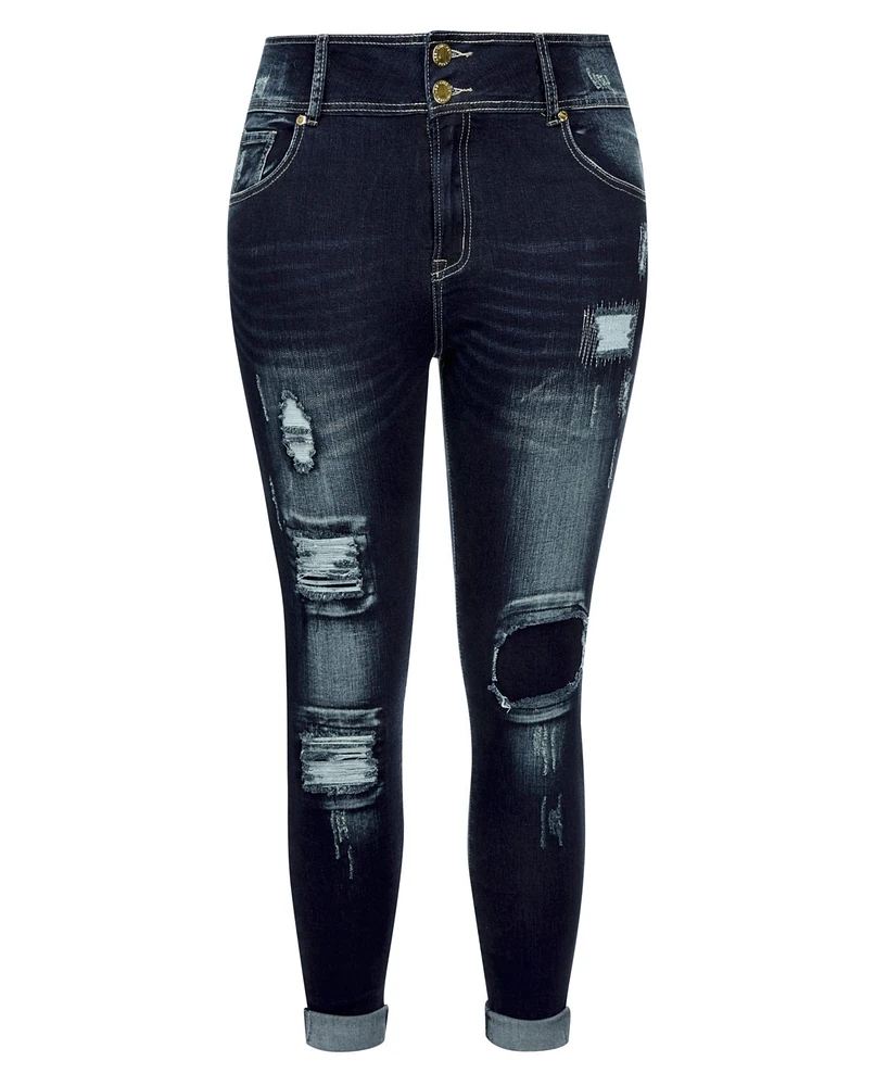 City Chic Plus Patched Apple Skinny Jean