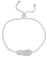 Women's Fine Silver Plated Cubic Zirconia Flip Flop Bracelet