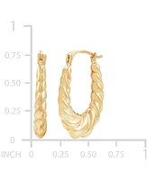 Scalloped Oval Hoop Earrings in 10k Gold