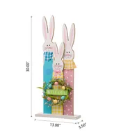 Glitzhome 30"H Easter Wooden Bunny Family Standing Decor
