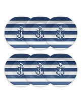 TarHong Melamine Nautical Anchor Dinner Plates, Set of 6