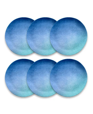 TarHong Melamine Oceanic Ombre Dinner Plates, Set of 6