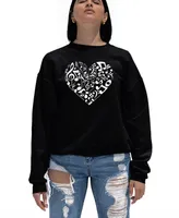 Women's Crewneck Word Art Heart Notes Sweatshirt Top