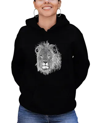 Women's Hooded Word Art Lion Sweatshirt Top