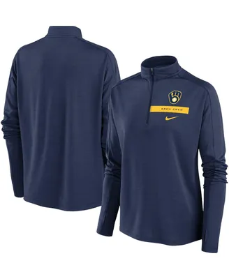 Women's Nike Navy Milwaukee Brewers Primetime Local Touch Pacer Quarter-Zip Top