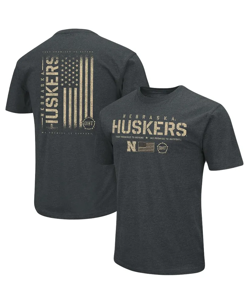 Men's Colosseum Heathered Black Nebraska Huskers Oht Military-Inspired Appreciation Flag 2.0 T-shirt