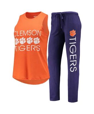 Women's Concepts Sport Purple, Orange Clemson Tigers Tank Top and Pants Sleep Set